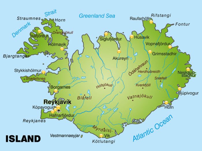 mapa islandii