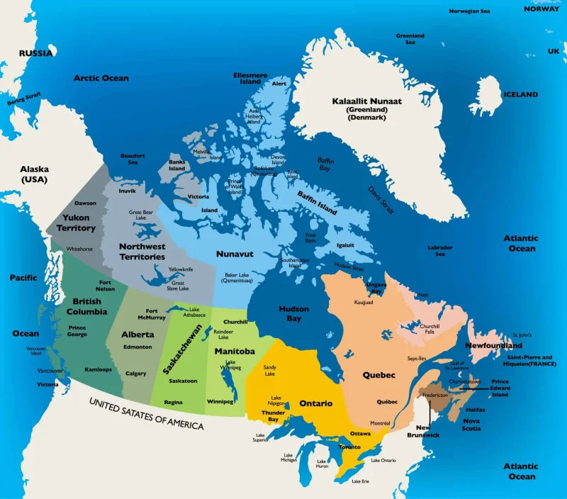 mapa kanady